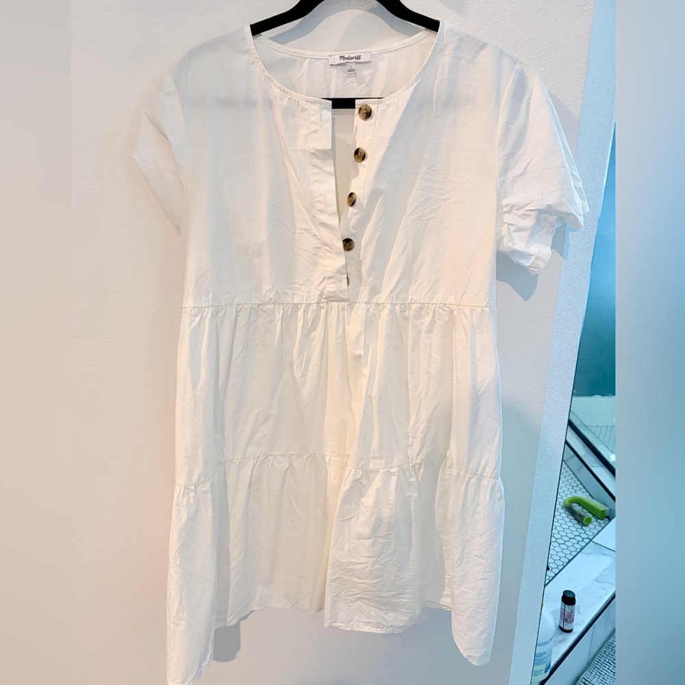 Madewell White Tiered Button-Front Tunic